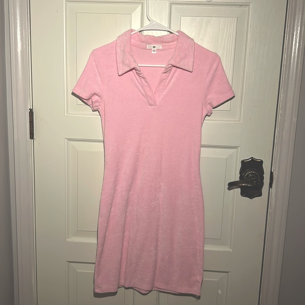 *NEVER WORN* Pink terry cloth polo mini dress